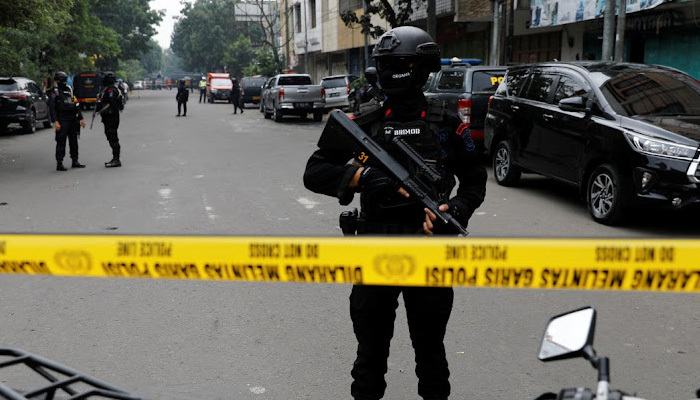 A suicide bomb attack at a police station in the city of Bandung killed one other person and injured at least ten others.